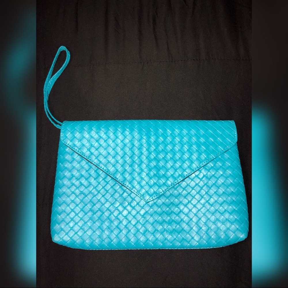 Turquoise Basket Weave Wristlet
